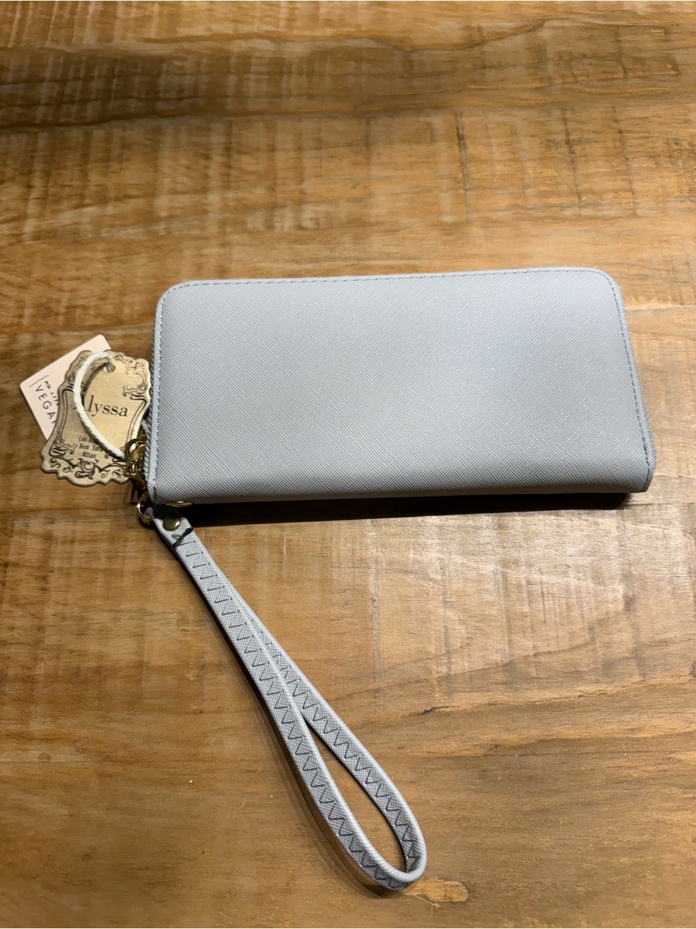 Alyssa Grey Vegan Leather Zip Around Wristlet Wallet NWT